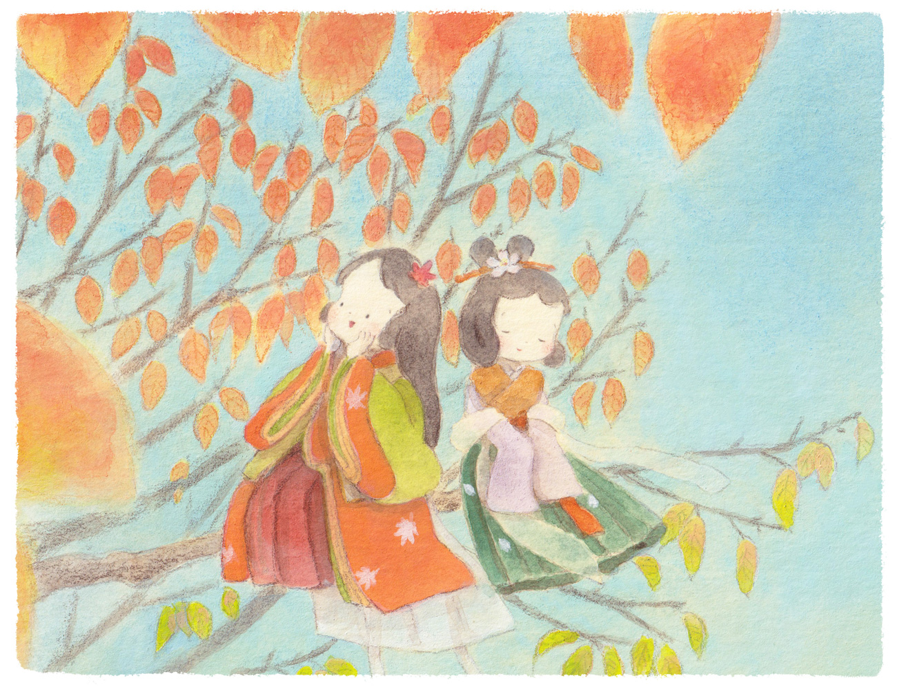 桜の紅葉と佐保姫・竜田姫